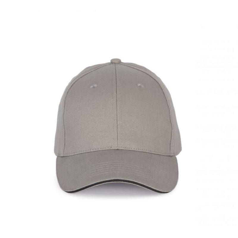 K-UP Καπέλο 6 CAP με CONTRASTING SANDWICH PEAK και PANELS - Ανοιχτό Γκρι/Σκούρο Γκρι
