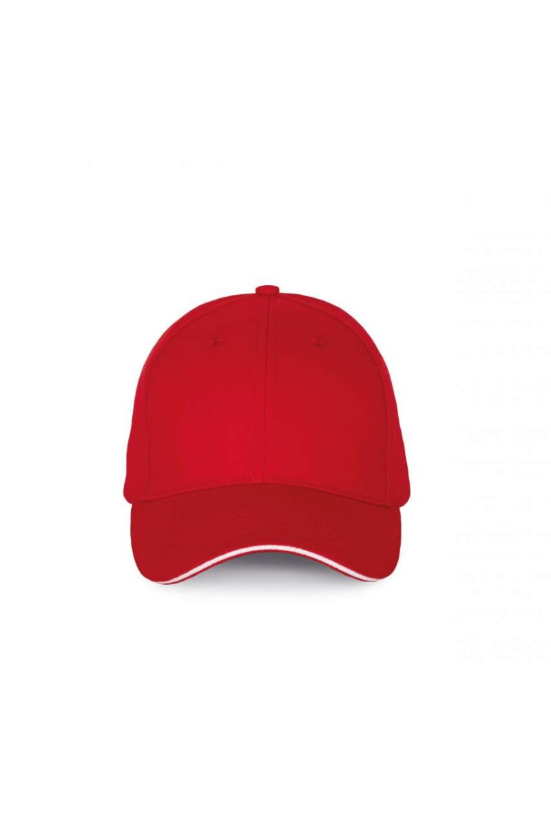 kp185-red_white-a1 K-UP Καπέλο 6 CAP με CONTRASTING SANDWICH PEAK και PANELS - Κόκκινο/Λευκό