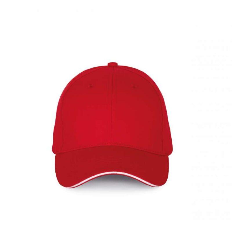 kp185-red_white-a1 K-UP Καπέλο 6 CAP με CONTRASTING SANDWICH PEAK και PANELS - Κόκκινο/Λευκό