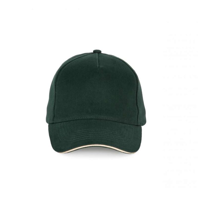 kp189-forest_green_beige-a1 K-UP CAP 5 PANELS COTTON SANDWICH - Δασικό πράσινο/Μπεζ