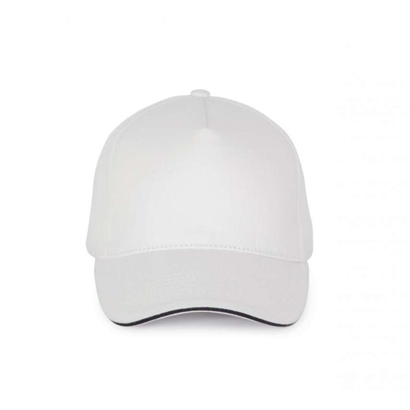 kp189-white_navy-a1 K-UP CAP 5 PANELS COTTON SANDWICH - Λευκό/Κόκκινο