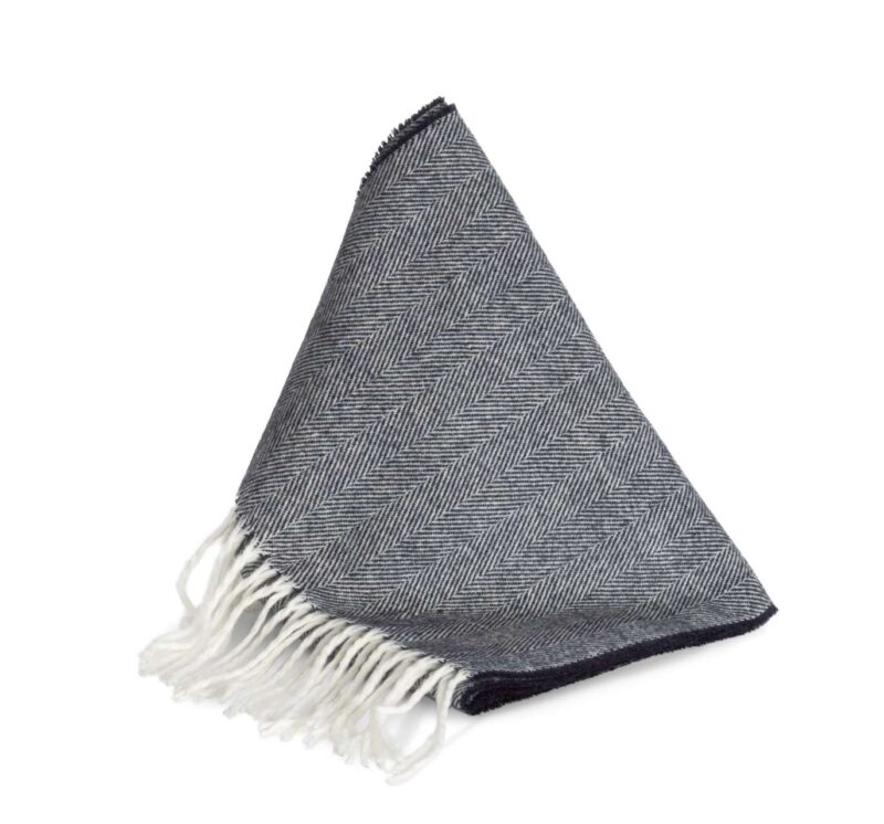 K-UP FRINGED SCARF - Navy/Natural
