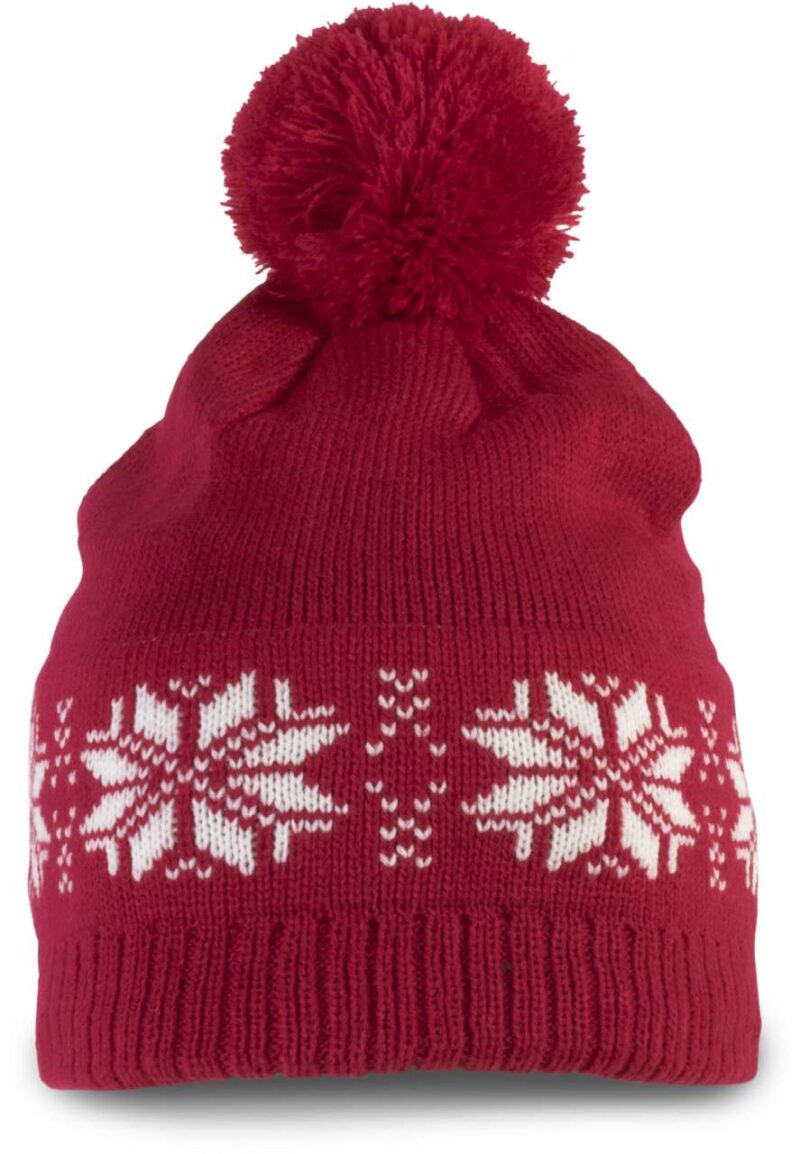 K-UP FAIR ISLE KNIT BEANIE - Κόκκινο Κεράσι