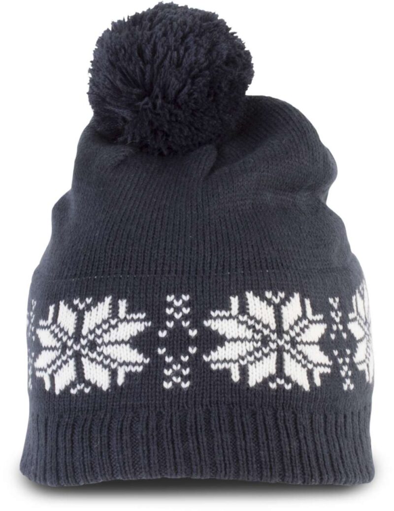 K-UP FAIR ISLE KNIT BEANIE - Night Navy