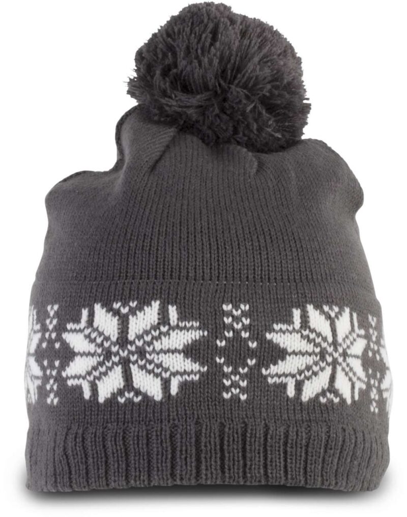 K-UP FAIR ISLE KNIT BEANIE - Ατσάλι γκρι
