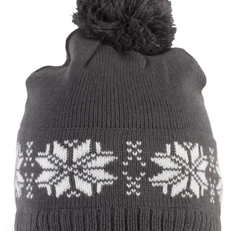 kp540-steel_grey-a1 K-UP FAIR ISLE KNIT BEANIE - Ατσάλι γκρι