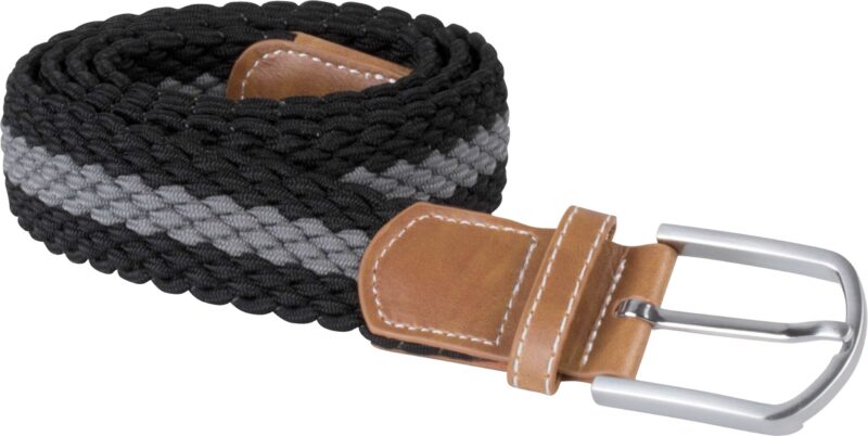 K-UP BRAIDED ELASTICATED BELT - Black/Mid Grey