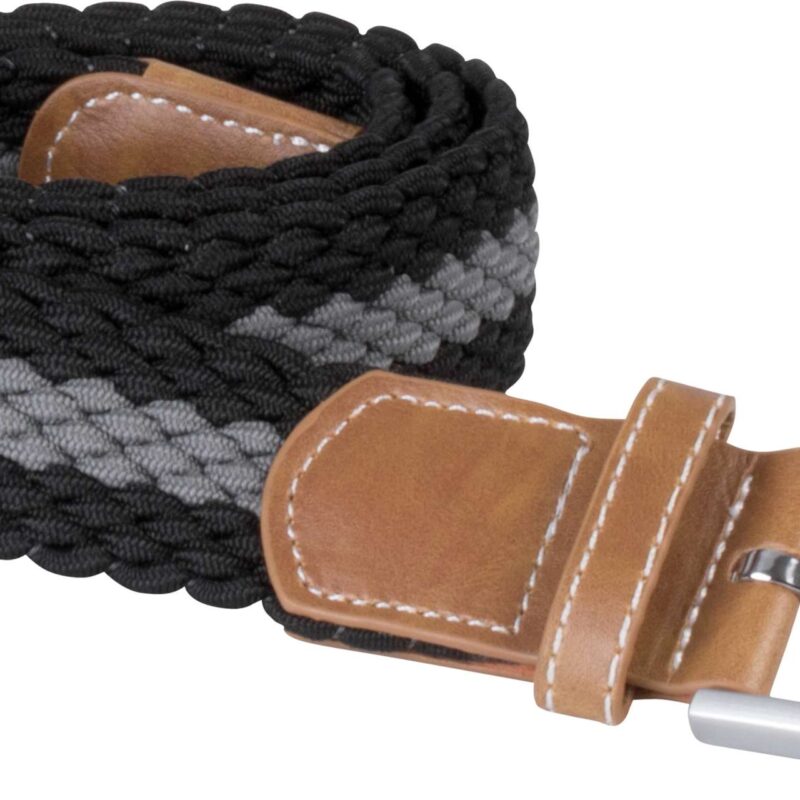 kp805-blackmid_grey-a1 K-UP BRAIDED ELASTICATED BELT - Black/Mid Grey