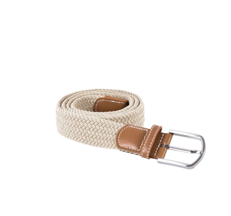 kp805-ecru-a1 K-UP BRAIDED ELASTICATED BELT - Ecru