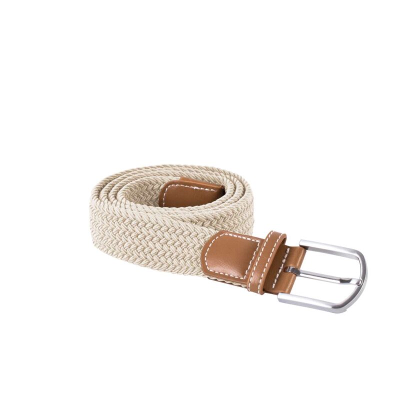 kp805-ecru-a1 K-UP BRAIDED ELASTICATED BELT - Ecru