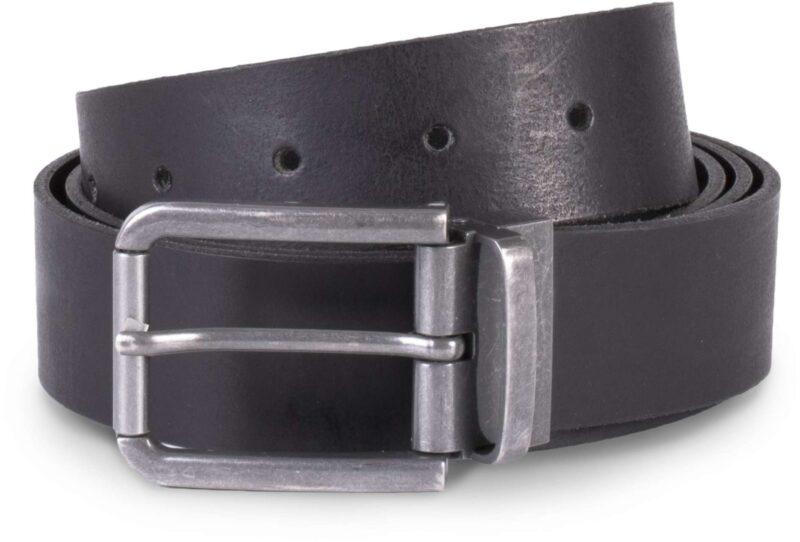 kp812-black-a1 K-UP RAW EDGE LEATHER BELT - 35 χιλ. - Μαύρο