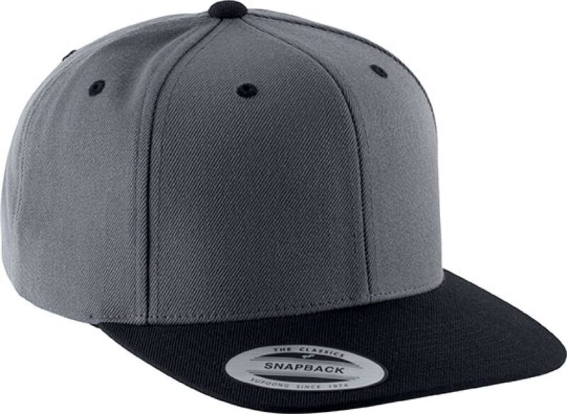 kp910-dark_grey_black-a1 K-UP FLAT PEAK CAP - 6 PANELS - Σκούρο Γκρι/Μαύρο
