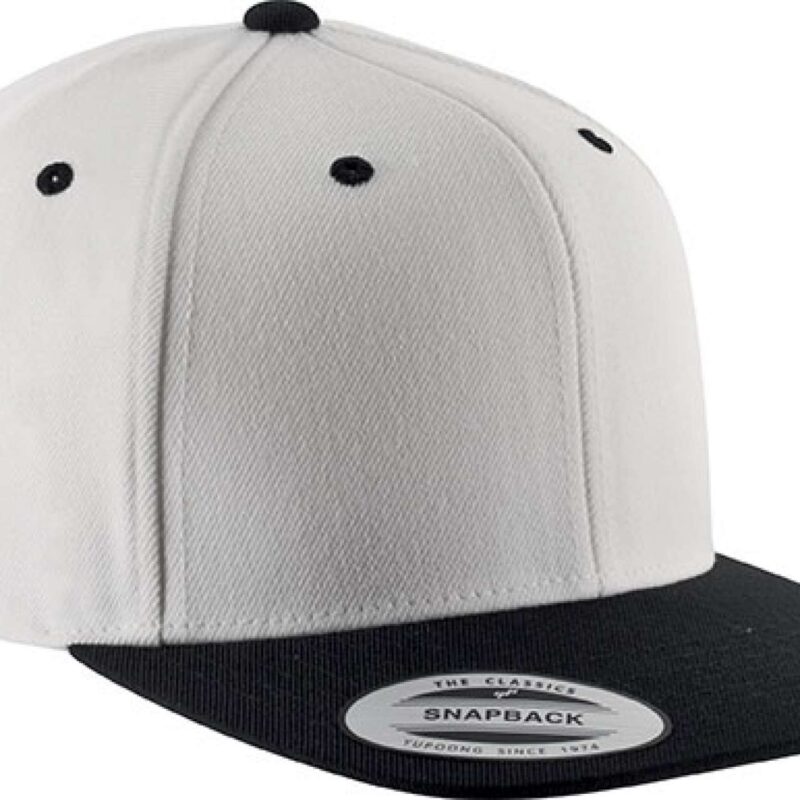 kp910-white_black-a1 K-UP FLAT PEAK CAP - 6 PANELS - Λευκό/Λευκό