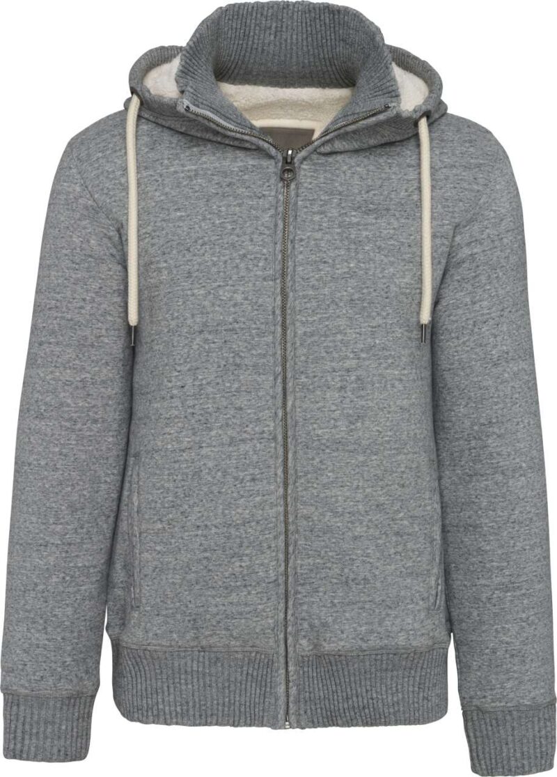 kv2312-slub_grey_heather-a1 Kariban VINTAGE SHERPA-LINED FLEECE JACKET - Slub Grey Heather