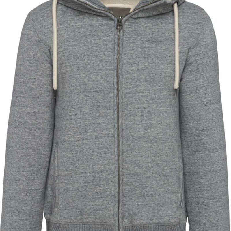 kv2312-slub_grey_heather-a1 Kariban VINTAGE SHERPA-LINED FLEECE JACKET - Slub Grey Heather