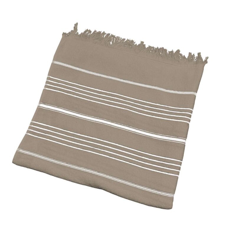 ol1000-moccawhite-a1 OLIMA STRIPED BEACH&SPA PESHTEMAL TOWEL - Mocca/White