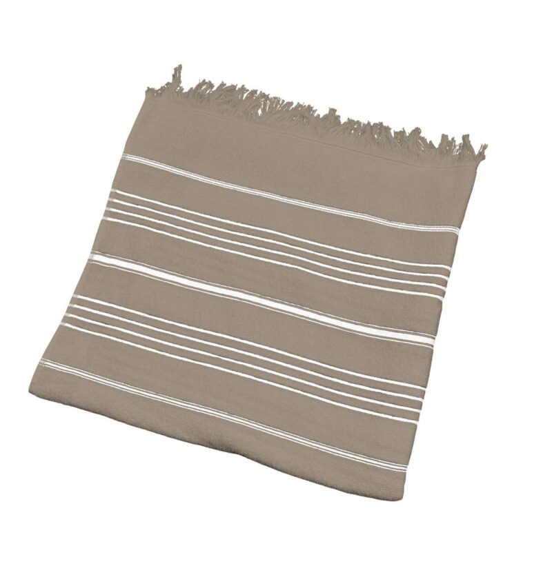 ol1000-moccawhite-a1 OLIMA STRIPED BEACH&SPA PESHTEMAL TOWEL - Mocca/White