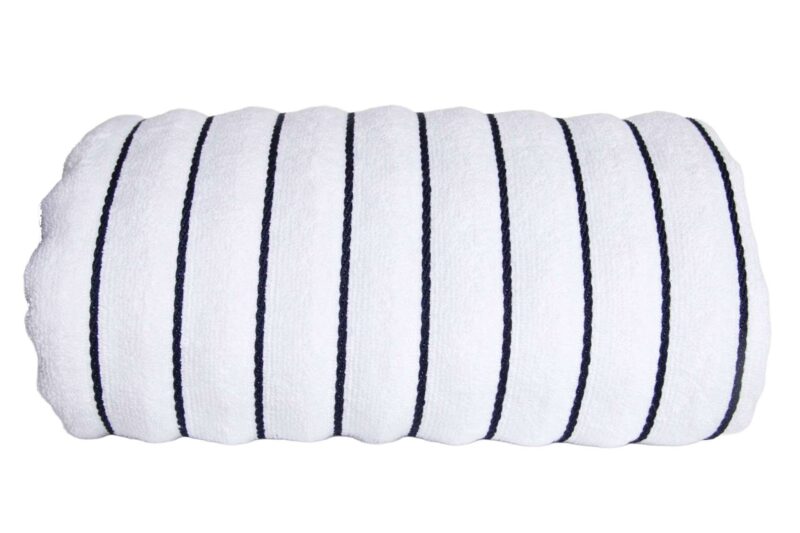ol2000-white_navy-a2 OLIMA BEACH STRIPED TOWEL - Λευκό/Ναυτικό