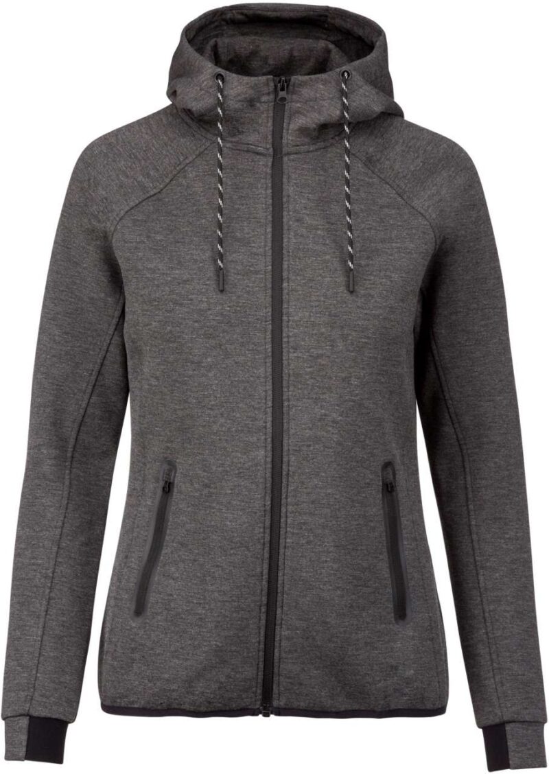 pa359-deep_grey_heather-a1 Proact LADIES’ HOODED SWEATSHIRT - 79% Polyester/15% Viscose/6% Elastane