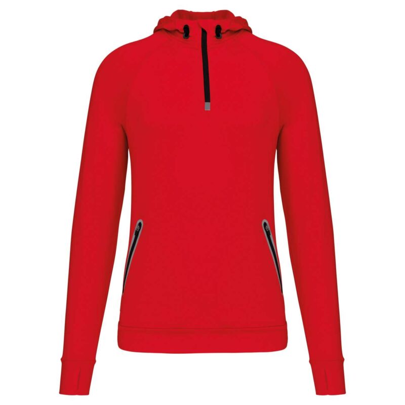 Proact ZIP NECK HOODED SPORTS SWEATSHIRT - Κόκκινο
