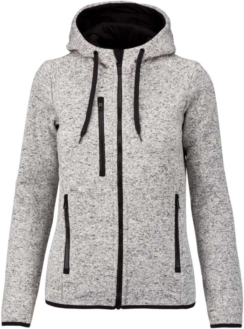 Proact LADIES’ HEATHER HOODED JACKET - Light Grey Mélange
