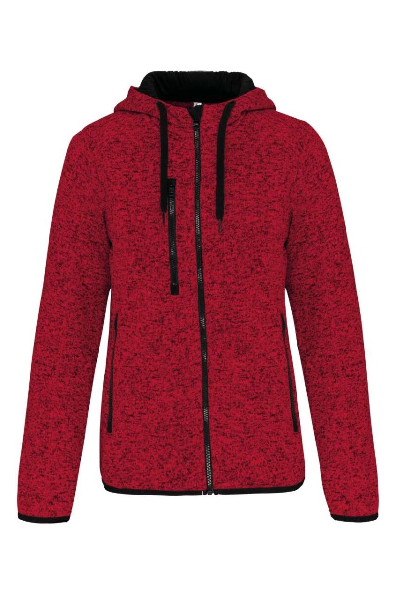pa366-red_melange-a1 Proact LADIES’ HEATHER HOODED JACKET - Red Melange