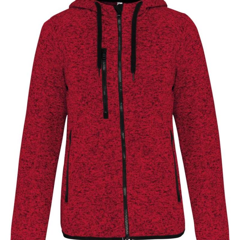 Proact LADIES’ HEATHER HOODED JACKET - Red Melange