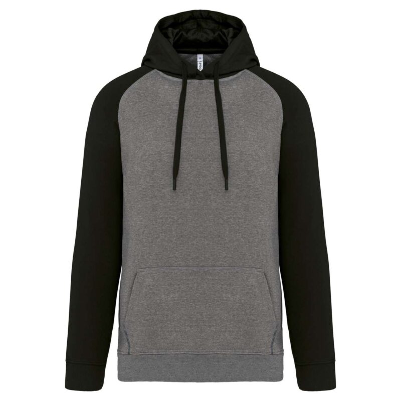 pa369-grey_heatherblack-a1 Proact ADULT TWO-TONE HOODED SWEATSHIRT - Grey Heather/Sporty Royal Blue