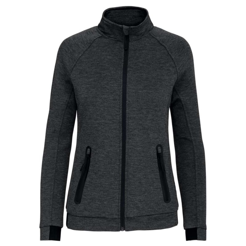 pa379-deep_grey_heather-a1 Proact JACKET για LADIES με HIGH NECK - 79% Polyester/15% Viscose/6% Elastane