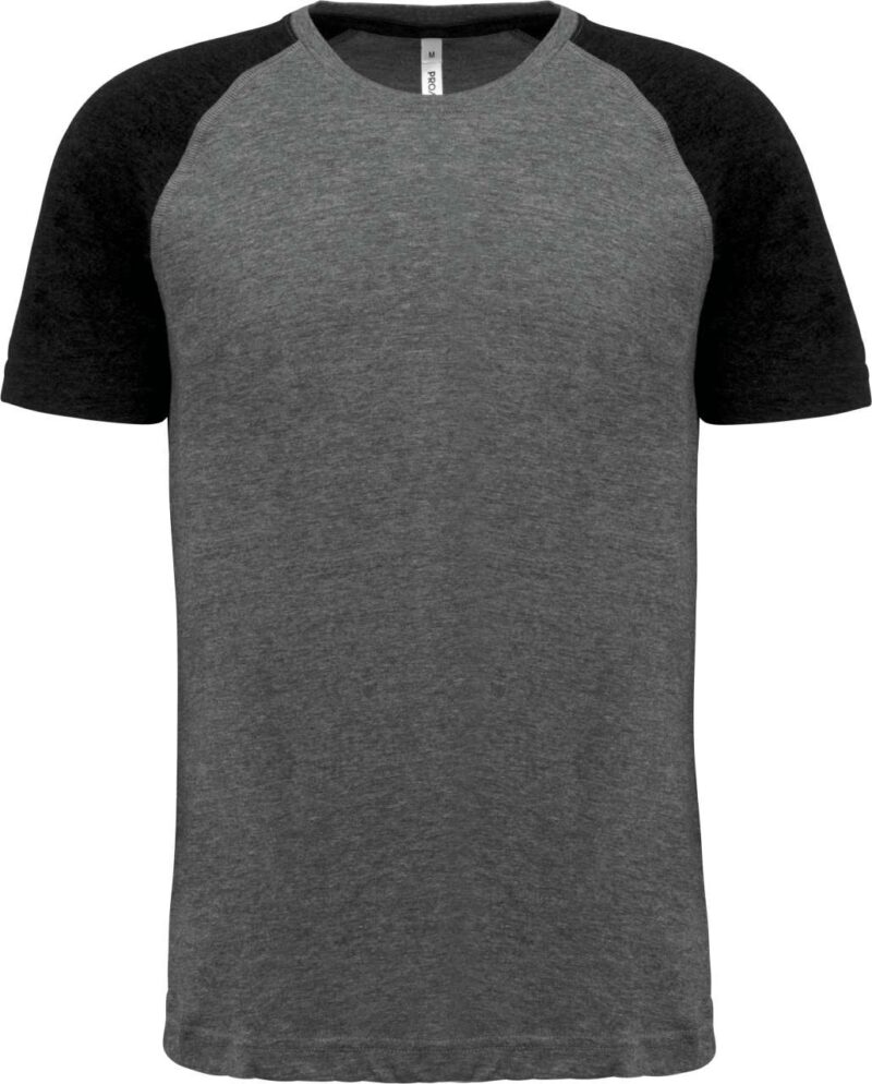 pa4010-grey_heatherblack_heather-a1 Proact T-SHIRT SHORT-SLEEVED TWO-TONE TRIBLEND SPORTS ADULT - Grey Heather/Sporty Royal Blue Heather