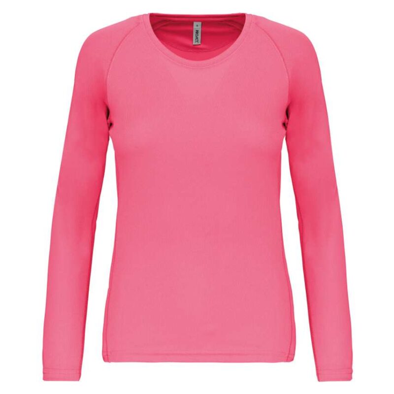 Proact LADIES' T-SHIRT SPORTS LONG-SLEEVED - Φωσφοριζέ ροζ