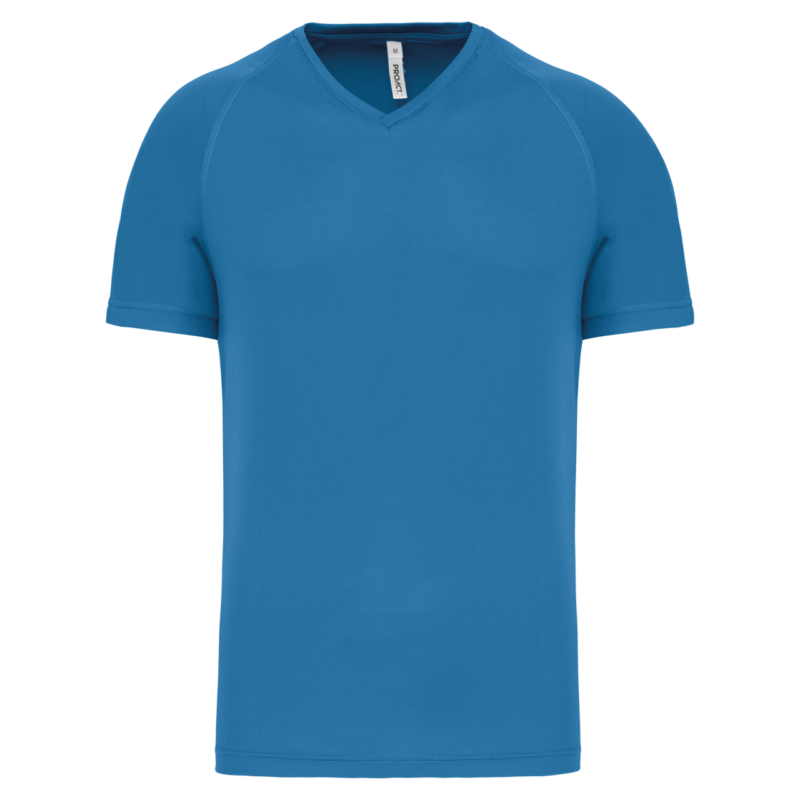 pa476-aqua_blue-a1 Proact SHORT-SLEEVED’S V-NECK T-SHIRT SPORTS MEN - Γαλάζιο