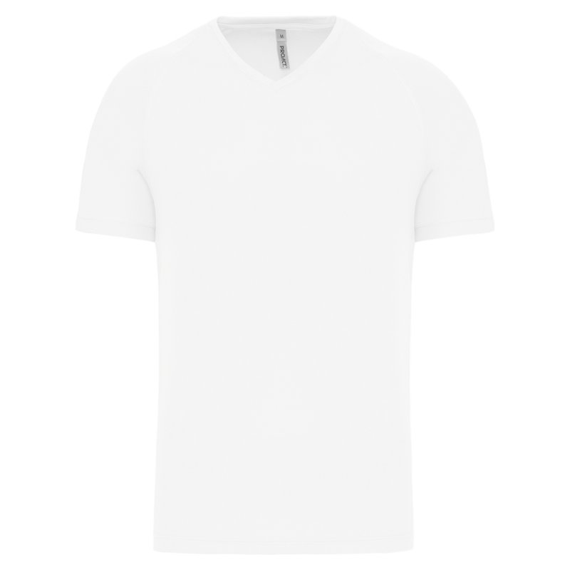 pa476-white-a1 Proact SHORT-SLEEVED’S V-NECK T-SHIRT SPORTS MEN - Λευκό