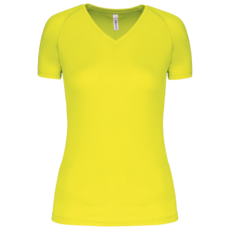 pa477-fluorescent_yellow-a1 Proact T-SHIRT LADIES' SHORT-SLEEVED SPORTS V-NECK - Φωσφοριζέ Κίτρινο
