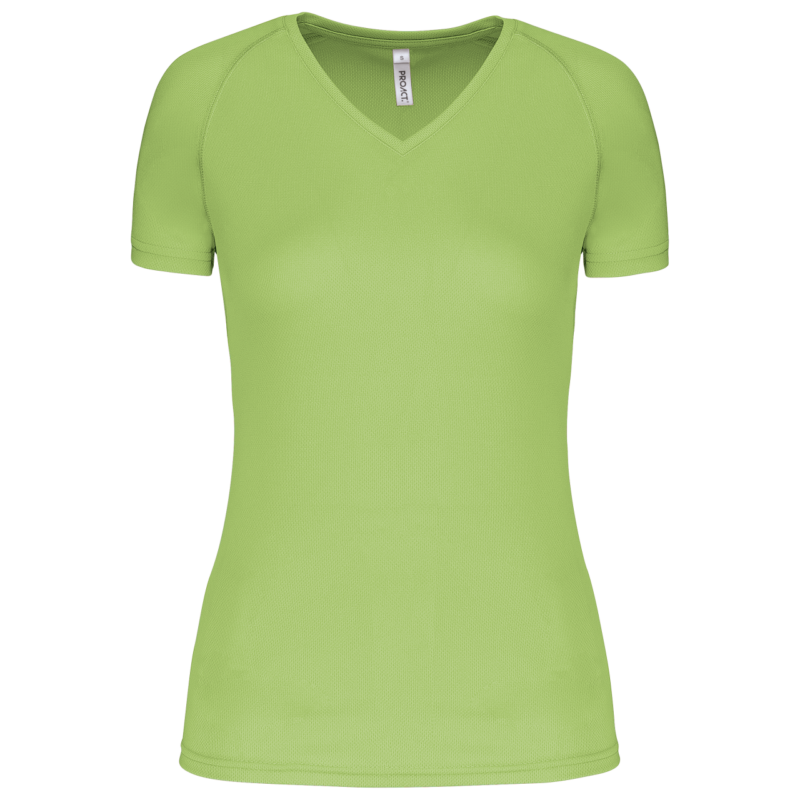 pa477-lime-a1 Proact T-SHIRT LADIES' SHORT-SLEEVED SPORTS V-NECK - Λαχανί