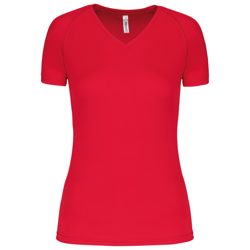 pa477-red-a1 Proact T-SHIRT LADIES' SHORT-SLEEVED SPORTS V-NECK - Κόκκινο
