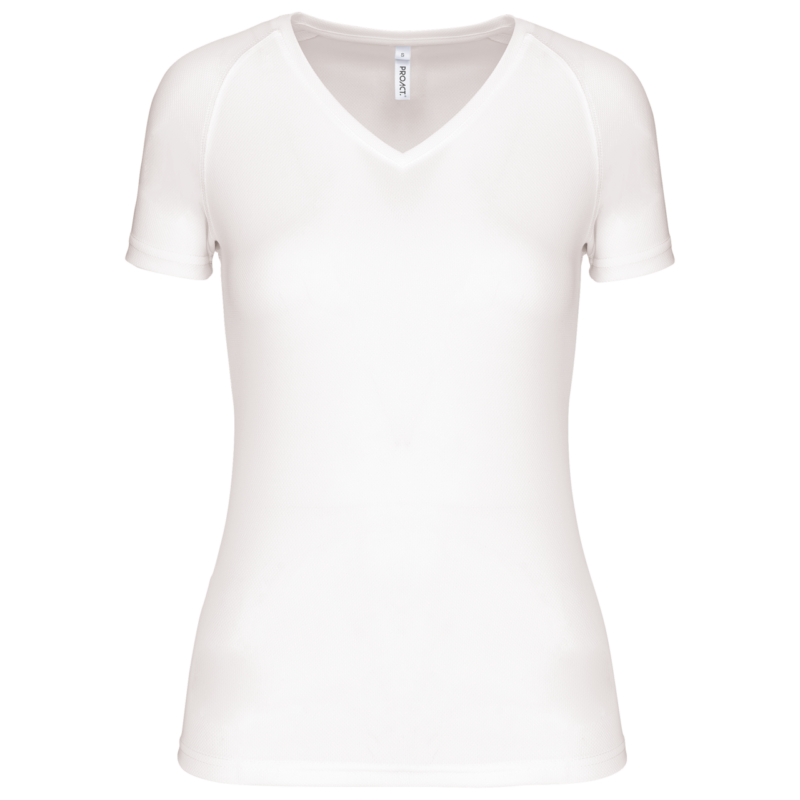 pa477-white-a1 Proact T-SHIRT LADIES' SHORT-SLEEVED SPORTS V-NECK - Λευκό