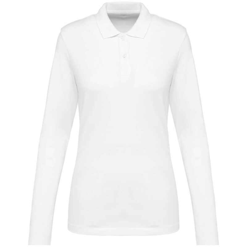 pk203-white-a1 Kariban Premium LADIES' LONG-SLEEVED SUPIMA® POLO SHIRT - Λευκό