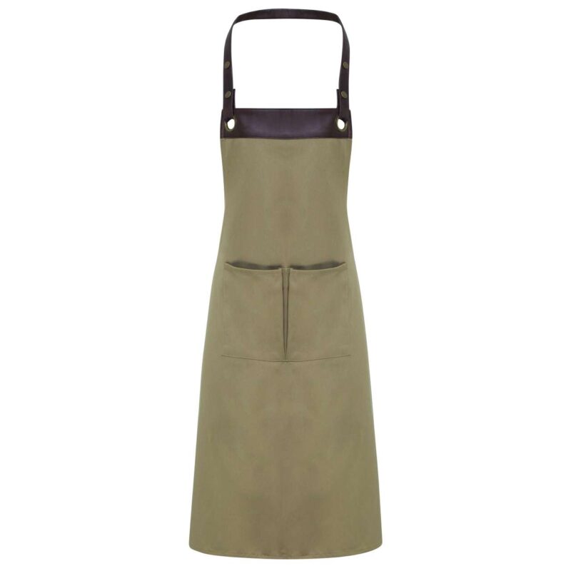 pr123-khakibrown-a1 Premier 'ESPRESSO' BIB APRON - Khaki/Brown