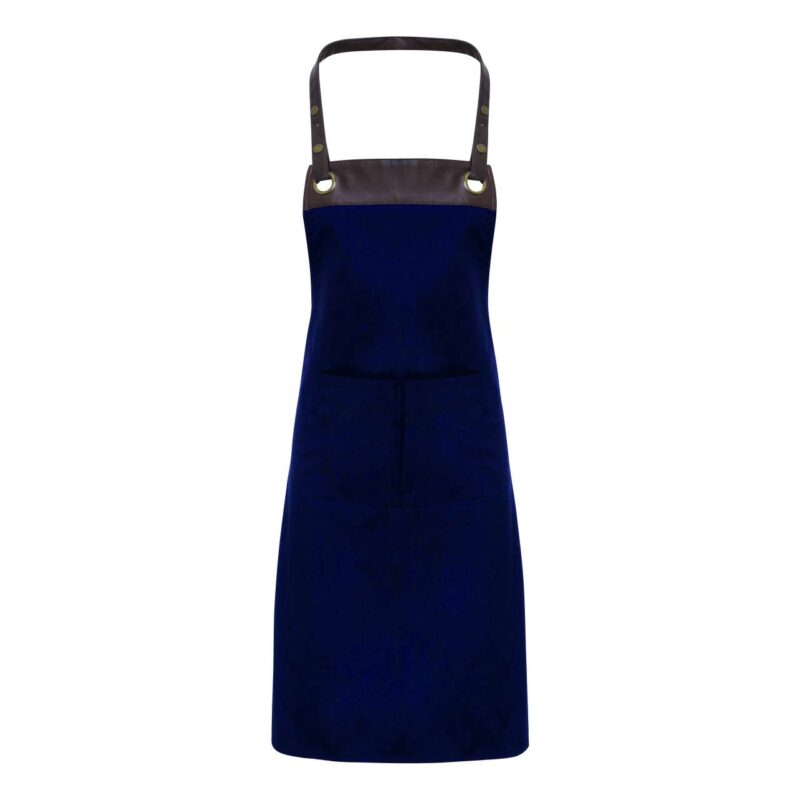 pr123-navybrown-a1 Premier 'ESPRESSO' BIB APRON - Navy/Brown