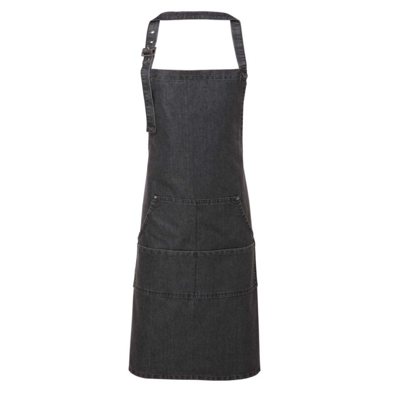 pr126-black_denim-a1 Premier JEANS STITCH DENIM BIB APRON - Μαύρο Τζιν