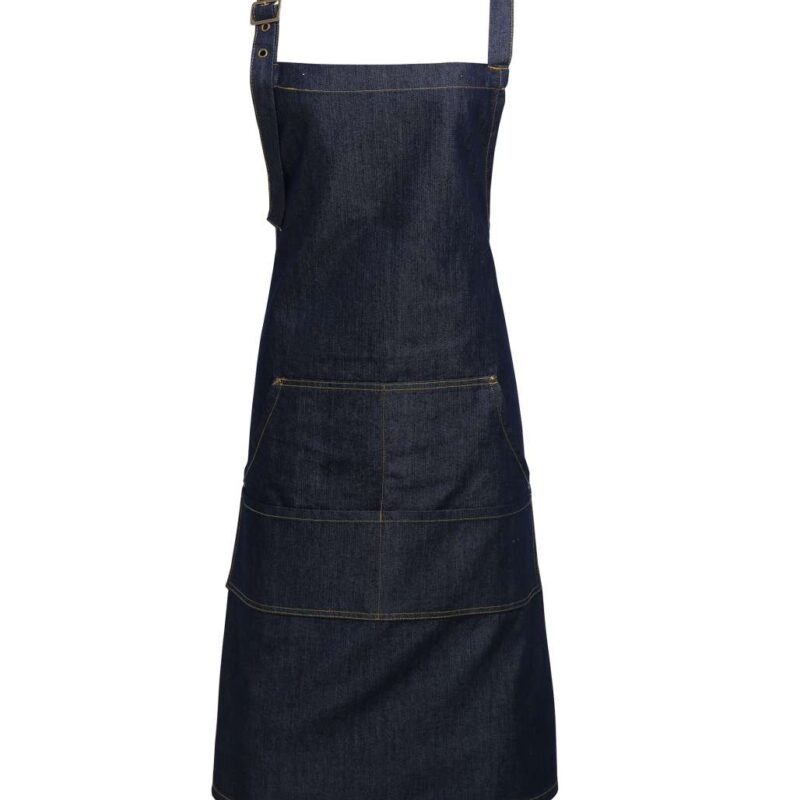 pr126-indigo_denim-a2 Premier JEANS STITCH DENIM BIB APRON - ίντιγκο τζιν