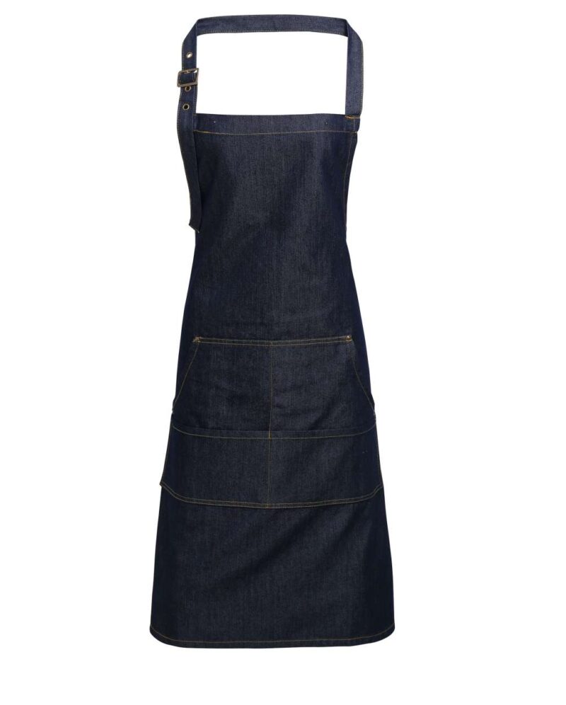 pr126-indigo_denim-a2 Premier JEANS STITCH DENIM BIB APRON - ίντιγκο τζιν