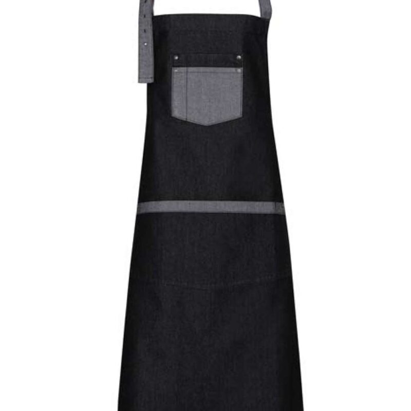 Premier 'DOMAIN' CONTRAST DENIM BIB APRON - Μαύρο Τζιν