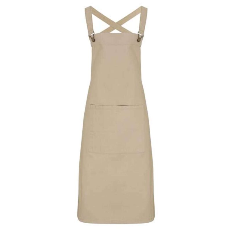 pr129-khaki-a1 Premier BARISTA CROSS BACK BIB APRON - Χακί
