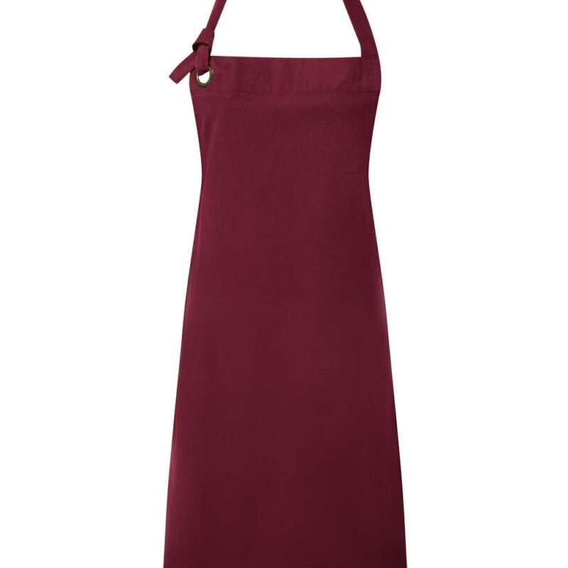 pr130-burgundy-a1 Premier 'CALIBRE' HEAVY COTTON CANVAS BIB APRON - μπορντό