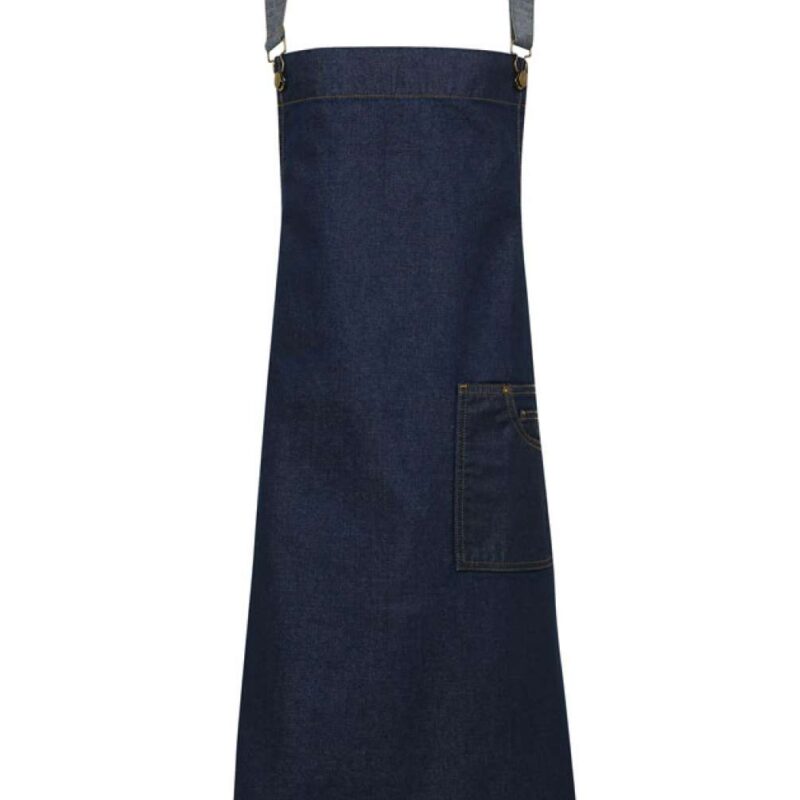 Premier 'DISTRICT' WAXED LOOK DENIM BIB APRON - ίντιγκο τζιν