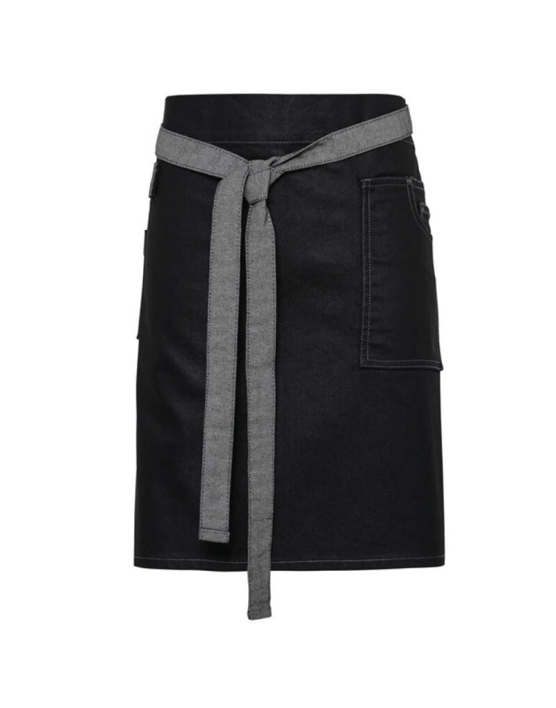 pr135-black_denim-a1 Premier 'DIVISION' WAXED LOOK DENIM WAIST APRON - Μαύρο Τζιν