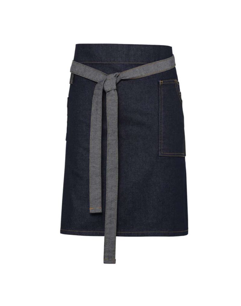 Premier 'DIVISION' WAXED LOOK DENIM WAIST APRON - Indigo/Brown Denim