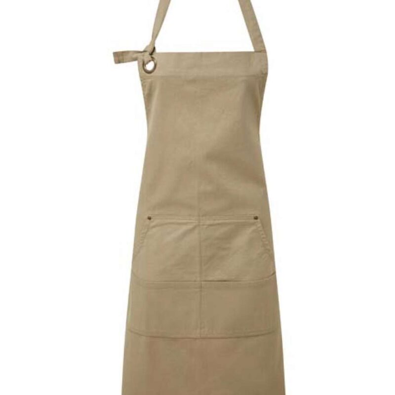 pr137-khaki-a1 Premier 'CALIBRE' HEAVY COTTON CANVAS POCKET APRON - Χακί